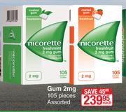 Nicorette Gum 2 mg 105 Pieces Assorted-Each