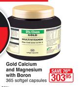 Dis-Chem Gold Calcium & Magnesium With Boron 365 Softgel Capsules