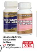 Lifestyle Nutrition Multivitamin For Men Or Women 30 Softgel Capsules-Each