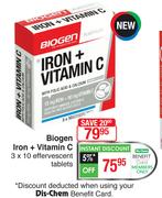 Biogen Iron + Vitamin C 3 x 10 Effervescent Tablets