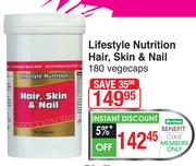 Lifestyle Nutrition Hair, Skin & Nail 180 Vegecaps