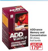 ADDVance Memory & Concentration 60 Chewy Fruit Bursts