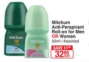 Mitchum Anti Perspirant Roll On For Men Or Women Assorted-50ml Each