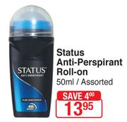 Status Anti Perspirant Roll On Assorted-50ml