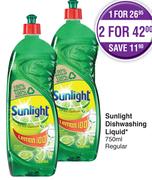Sunlight Dishwashing Liquid Regular 750ml-Each