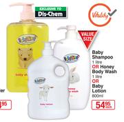 Baby Things Baby Shampoo-1Ltr Or Honey Body Wash-1Ltr Or Baby Lotion-800ml Each