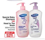 Purity Elizabeth Anne's Special Baby Shampoo Or Head To Toe Wash Pump Assorted-500ml Each