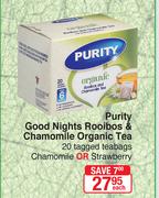 Purity Good Nights Rooibos & Chamomile Organic Tea 20 Tagged Teabags Chamomile Or Strawberry-Each