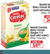Nestle Cerelac Baby Cereal Stages 1-3(Just Add Water) Assorted-500g