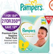 Pampers Premium Care Nappies Value Pack Assorted Sizes & Quantities-For 2
