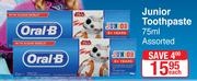 Oral-B Junio Toothpaste Assorted-75ml Each