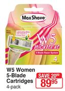 Max Shave W5 Women 5 Blade Cartridges 4 Pack