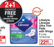 Lifestyle Libresse Ultra Thin Pads With Wings 8 Long, 10 Normal-Per Pack