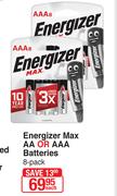 Energizer Max AA Or AAA Batteries 8 Pack-Each