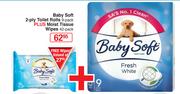 Baby Soft 2 Ply Toilet Rolls 9 Pack Plus Moist Tissue Wipes 42 Pack