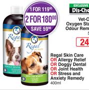 Regal Skin Care & Allergy Relief & Doggy Dental & Joint Health & Stress & Anxiety Remedy-2x400ml