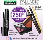 Palladio Herbal Eyeliner, Lash Obsessed Mascara & Silk FX Eyeshadow-For All 3