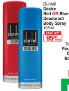 Dunhill Desire Red Or Blue Deodorant Body Spray-195ml Each