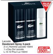 Lacoste Deodorant Spray 3 Pack-Per Pack