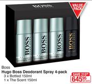 Boss Hugo Boss Deodorant Spray 4 Pack-Per Pack