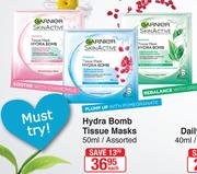 Garnier Hydra Bomb Tissue Masks Assorted-50ml Each