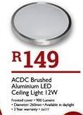 ACDC Brushed Aluminium LED Ceiling Light 12W