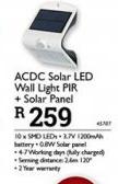 ACDC Solar LED Wall Light PIR + Solar Panel