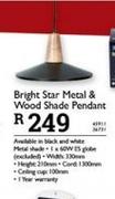 Bright Star Metal & Wood Shade Pendant