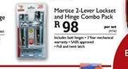 Mortice 2 Lever Lockset & Hinge Combo Pack-Per Set