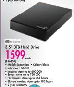 Seagate 3.5" 3TB Hard Drive Expansion-Each