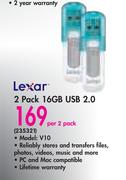 Lexar 2 Pack 16GB USB 2.0 V10-Per 2 Pack