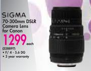 Sigma 70-300mm DSLR Camera Lens For Canon