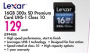 Lexar 16GB 300x SD Premium Card UHS-1 Class 10