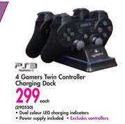 PS3 4 Gamers Twin Controller Charging Dock-Each