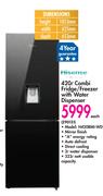 Hisense 420Ltr Combi Fridge/Freezer With Water Dispenser H420BMI-WD-Each