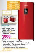 Hisense 230Ltr Single Door Fridge With Water Dispenser H230RRE-WD Plus Kettle & Toaster-Per Bundle