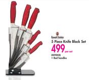 Russell Hobbs 5 Piece Knife Block Set Red Handles-Per Set