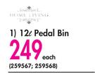 Home Living 12Ltr Pedal Bin In Red Or Grey-Each