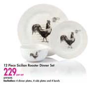 12 Piece Sicilian Rooster Dinner Set-Per Set