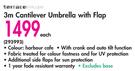 Terrace Leisure 3m Cantilever Umbrella With Flap