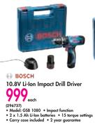 Bosch 10.8V Li-Ion Impact Drill Driver GSB 1080