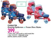 Character Amazing Spiderman Or Frozen Disco Skates-Per Pair