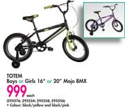 Totem Boys Or Girls 16" Or 20" Mojo BMX-Each