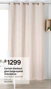 Curtain Blockout Giani Beige (Eyelet) 145 x 240cm