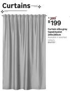 Curtains Silka Grey (Taped/Eyelet) 200 x 280cm