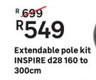 Inspire Extendable Pole Kit (Charcoal) d28 160 To 300cm