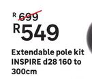 Inspire Extendable Pole Kit (Black) d28 160 To 300cm