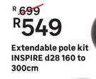 Inspire Extendable Pole Kit (Chrome) d28 160 To 300cm