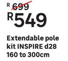 Inspire Extendable Pole Kit (Chrome) d28 160 To 300cm