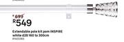 Inspire White Extendable Pole Kit Pom d28 160 To 300cm